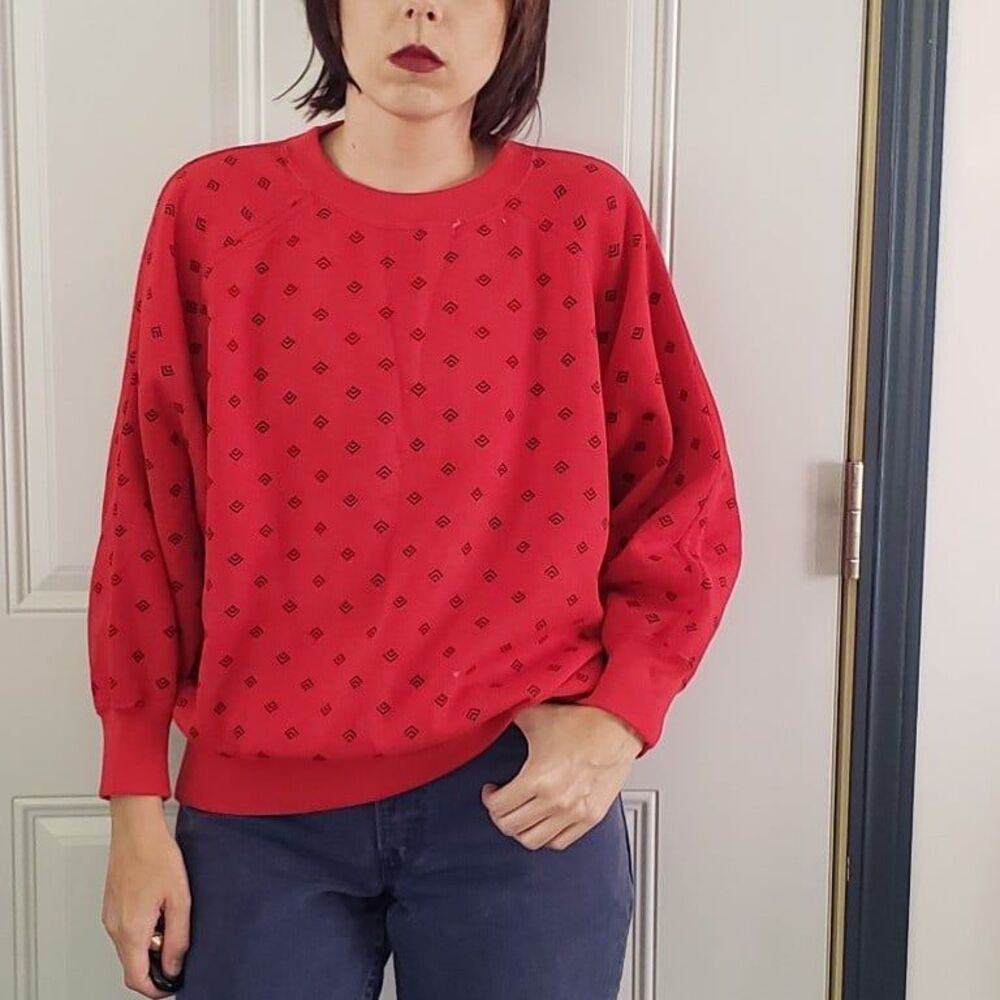 80s Red and Black Crew Neck Sweatshirt